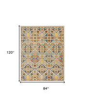 7' X 10' Ivory Floral Power Loom Area Rug
