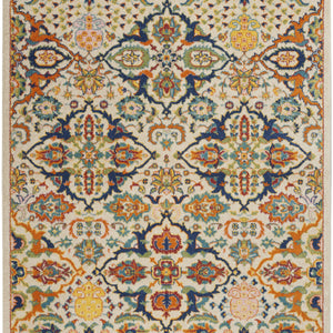 5' X 7' Ivory Floral Power Loom Area Rug