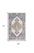 Gray Oriental Power Loom Distressed Washable Area Rug - 4' x 6'