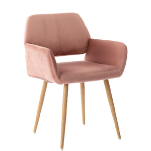 Pink Upholstered Velvet Open Back Dining Chair
