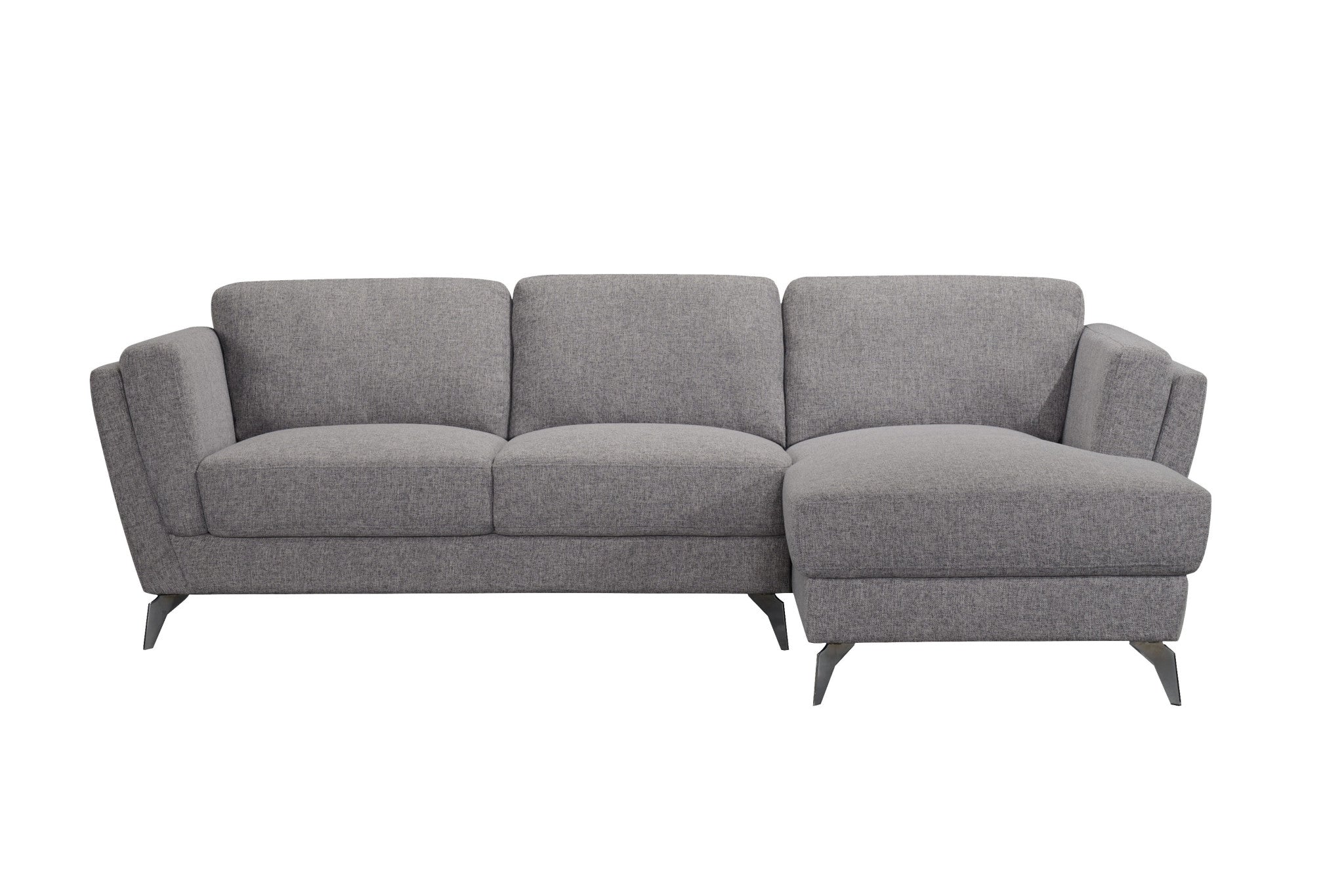 Sofá y chaise longue de dos piezas en forma de L de mezcla de algodón gris