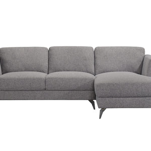 Gray Cotton Blend Stationary L Shaped Two Piece Sofa And Chaise