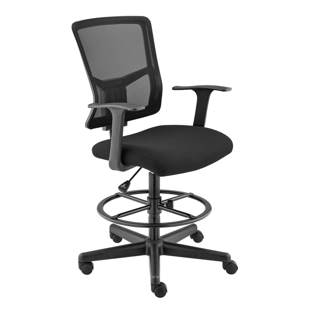 Black Polyester Blend Seat Swivel Adjustable Task Chair Mesh Back Steel Frame