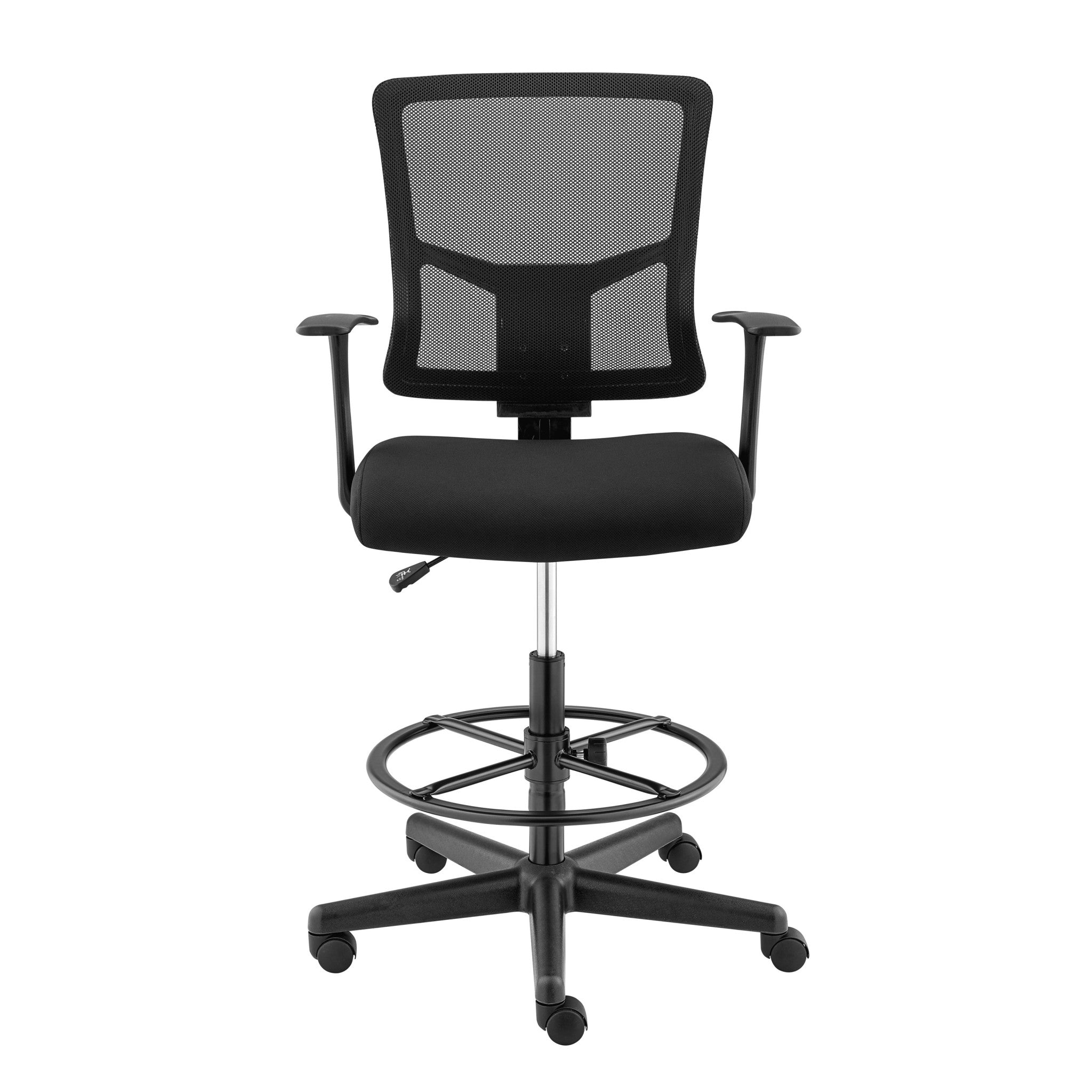 Black Polyester Blend Seat Swivel Adjustable Task Chair Mesh Back Steel Frame