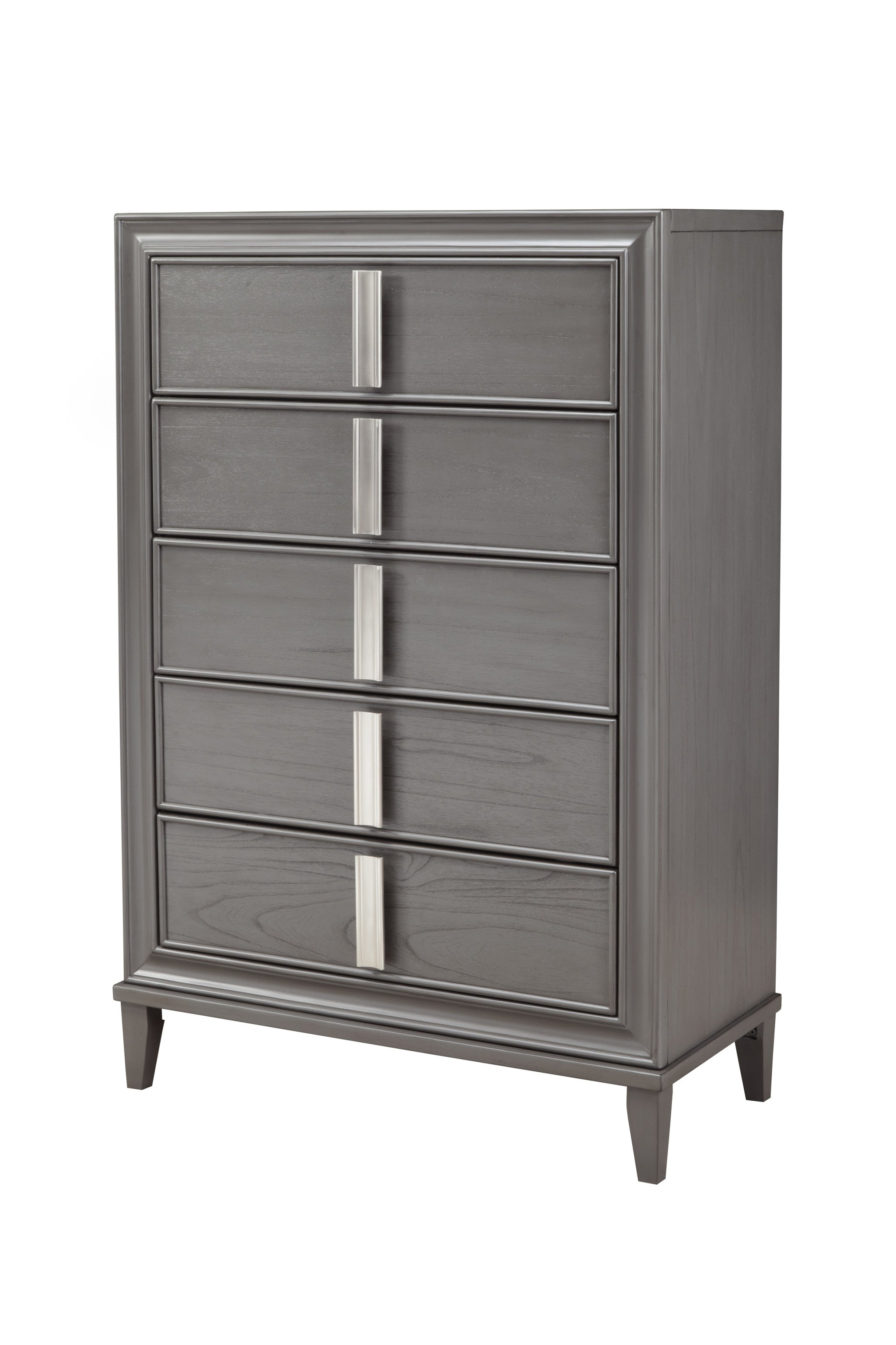 38" Gray Solid Wood Five Drawer Standard Chest