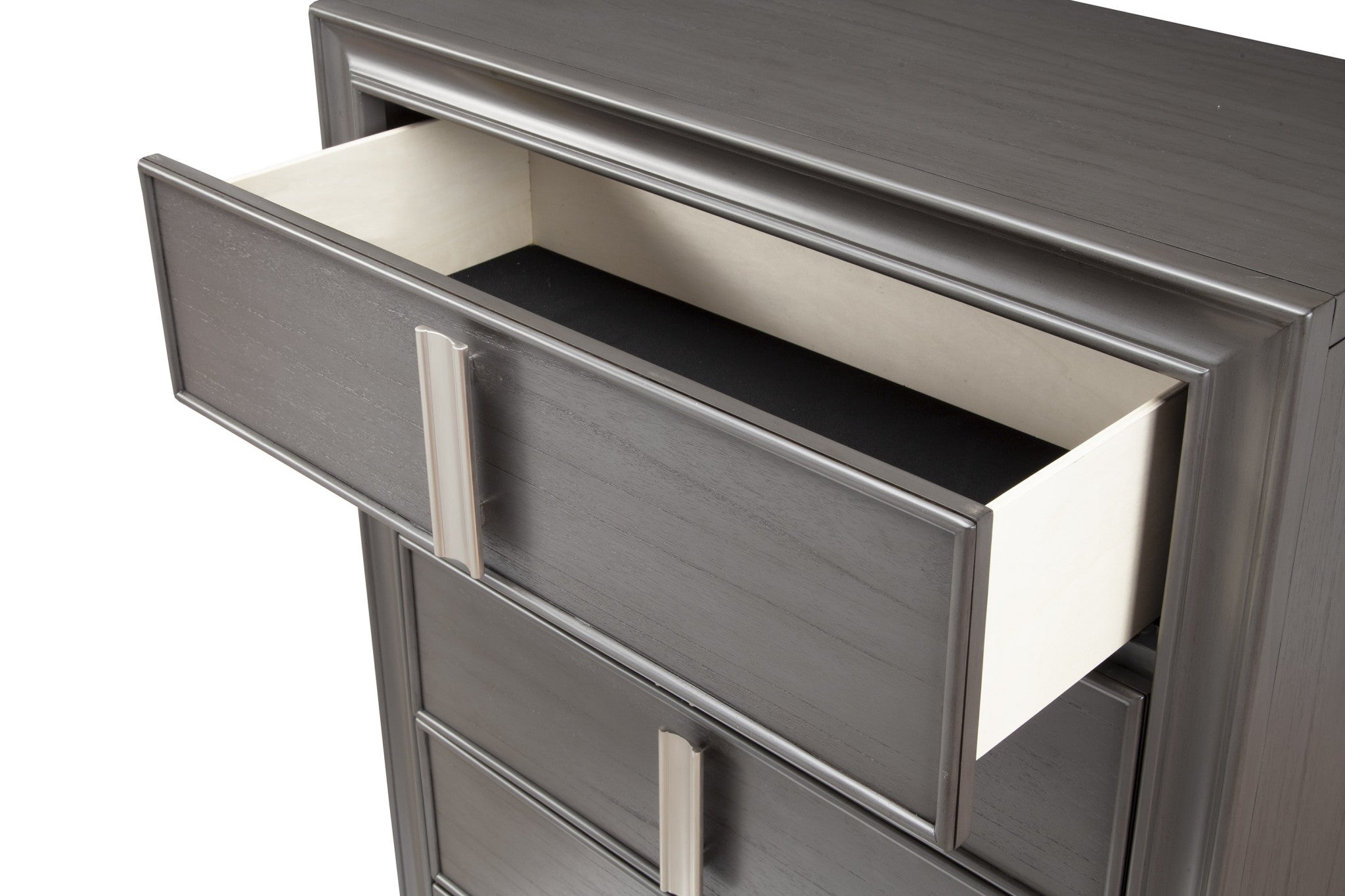 38" Gray Solid Wood Five Drawer Standard Chest
