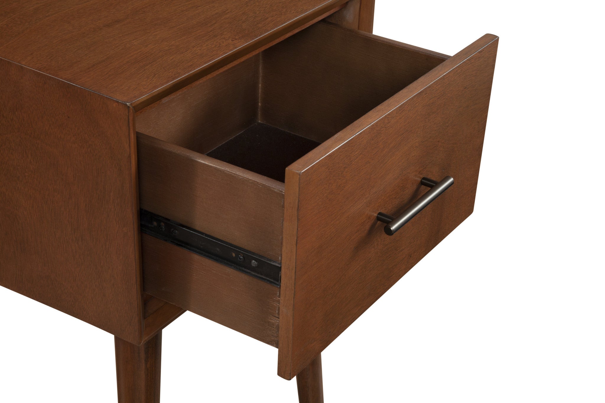 Mesa auxiliar de madera marrón de 27" con cajón