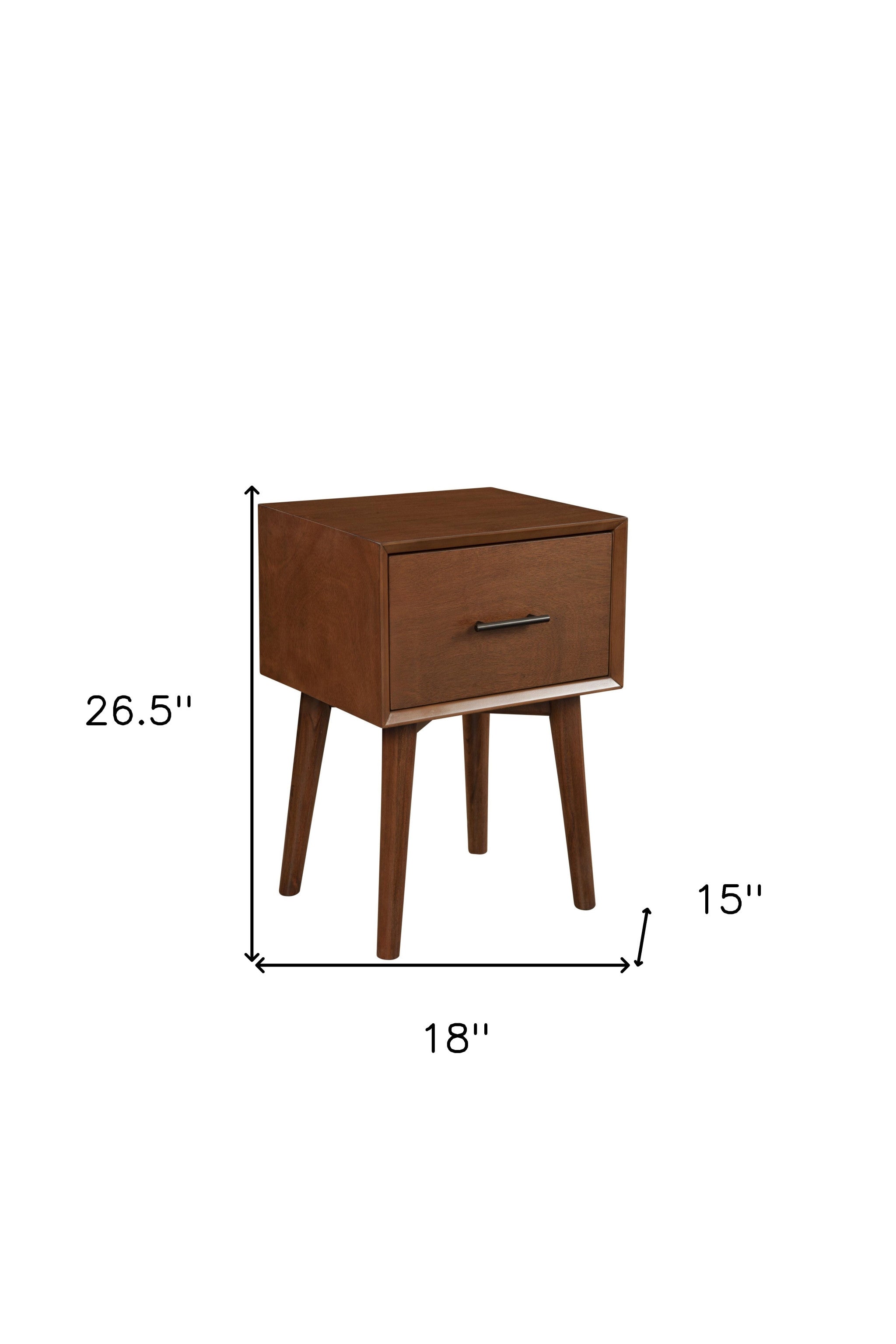 Mesa auxiliar de madera marrón de 27" con cajón