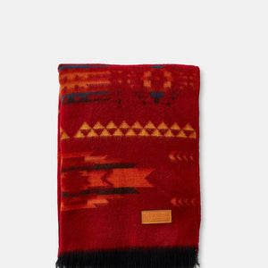 Red Orange Woven Acrylic Reversable Throw