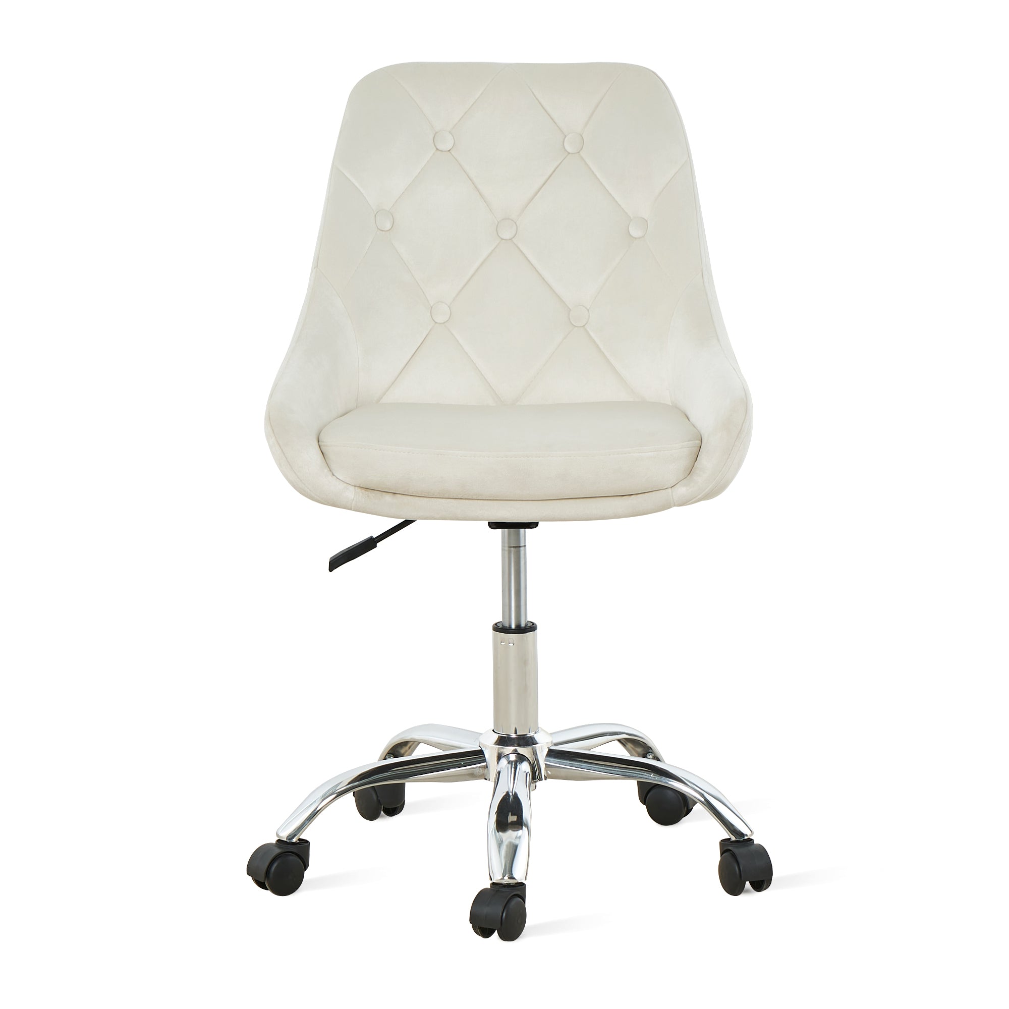 Ivory Tufted Velvet Swivel Adjustable Height Office Desk Chair