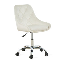 Ivory Tufted Velvet Swivel Adjustable Height Office Desk Chair