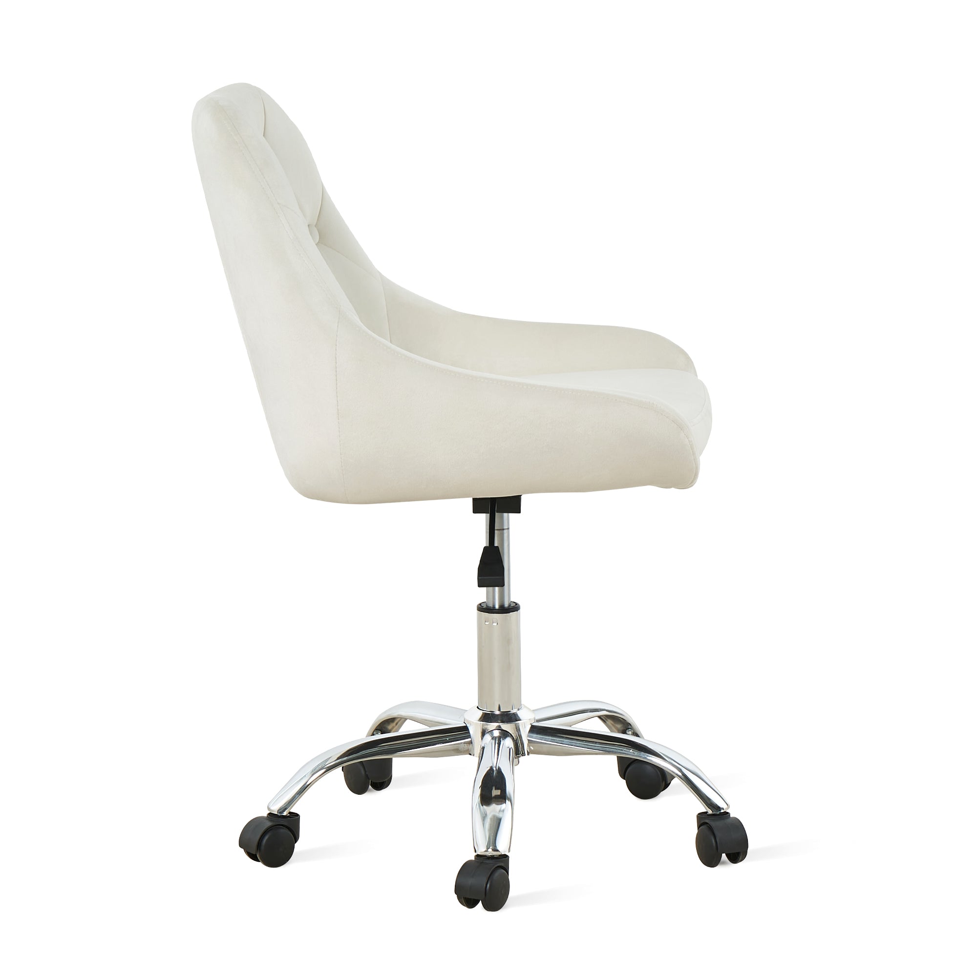 Ivory Tufted Velvet Swivel Adjustable Height Office Desk Chair