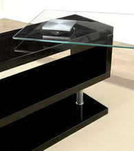 Black High Gloss Clear Glass Office Desk 55