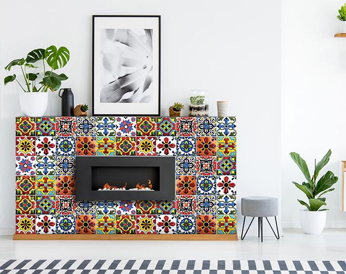 6" x 6" Festival Brights Mosaic Peel and Stick Removable Tiles