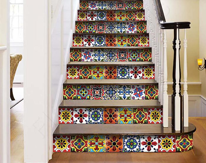 6" x 6" Festival Brights Mosaic Peel and Stick Removable Tiles