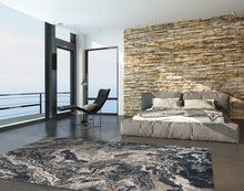7' x 9' Grey Abstract Marble Design Indoor Area Rug