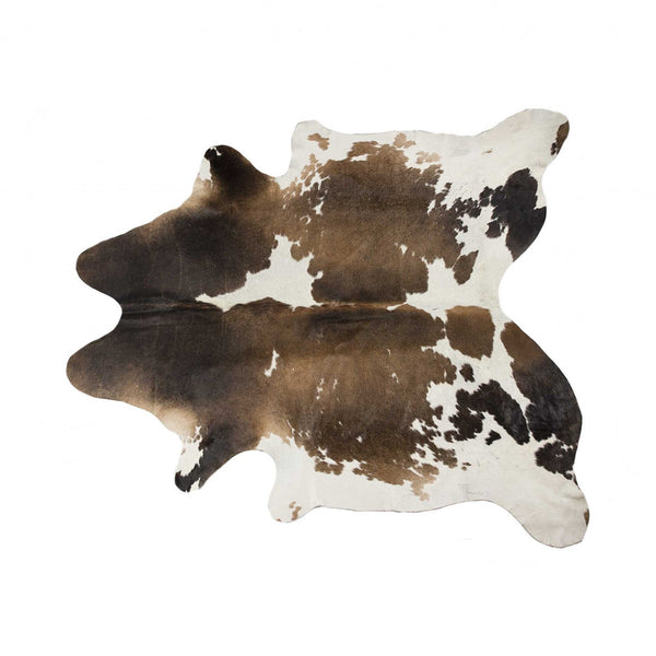 Taupe and White Cowhide Rug 72" x 84"