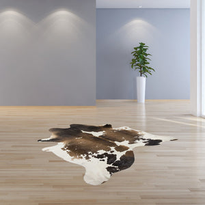 Taupe and White Cowhide Rug 72" x 84"