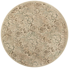 8 ft Ivory and Light Green Round Area Rug