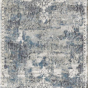 8' Ivory Machine Woven Distressed Diamond Floral Medallion Indoor Runner Rug