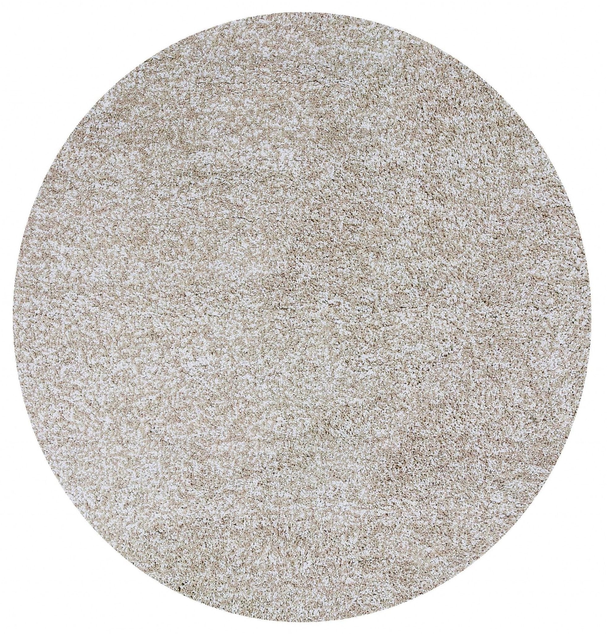 8' Round Polyester Ivory Heather Area Rug