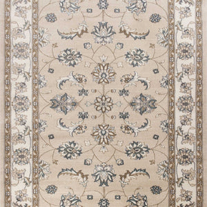 8' x 10' Beige or Ivory Floral Vine Bordered Indoor Area Rug