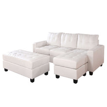White Bonded Leather Match Sectional Sofa With Ottoman 83