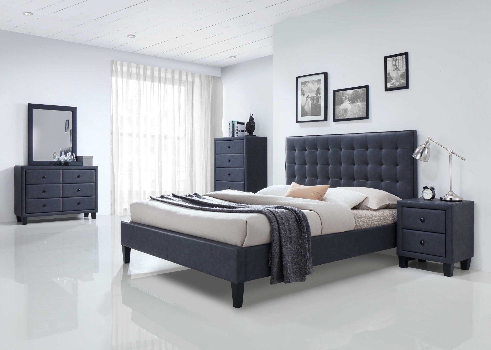 87" x 63" x 46"H 2Tone Gray Queen Bed