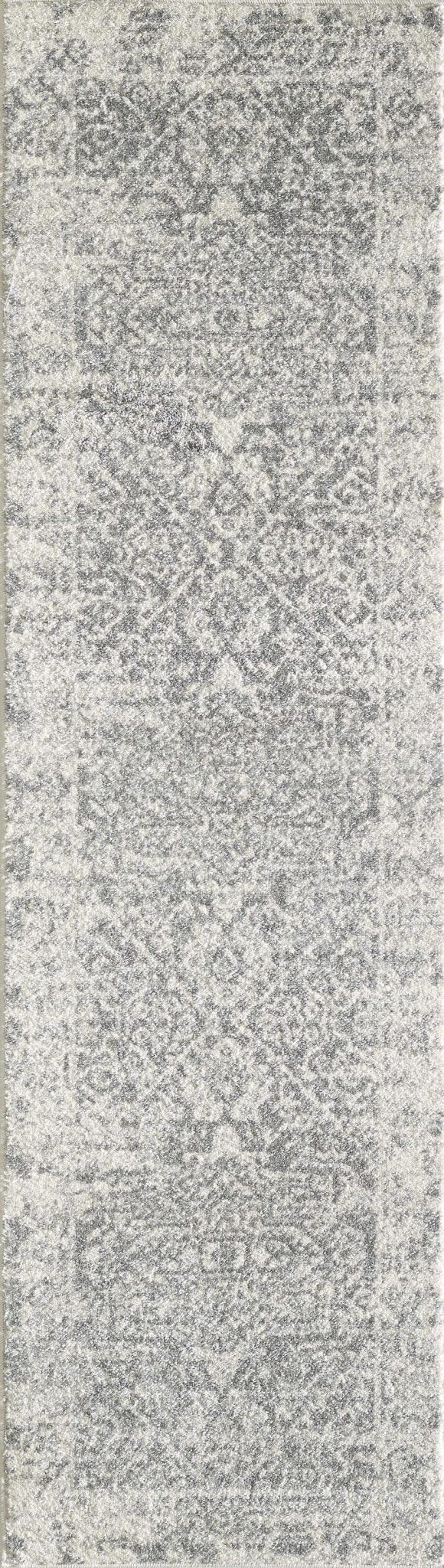 8'x10' Grey Machine Woven Distressed Floral Medallion Indoor Area Rug