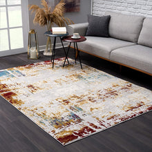 Beige & Gold Abstract Pattern Modern Floor Mat Decorative Area Rug, 8 x 11 Feet