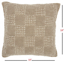 Beige Textured Squares Throw Pillow