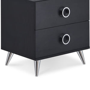 Black Chrome 2 Drawer Nightstand