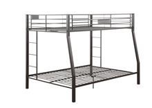 Black Metal Finish Twin Over Full Bunk Bed with Side Ladders