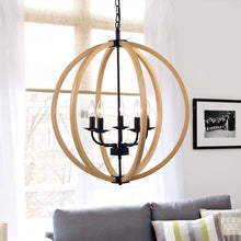 Black Natural Metal Fedelmid Modern Hanging Light Round Pendant Lamp, 24 Inch
