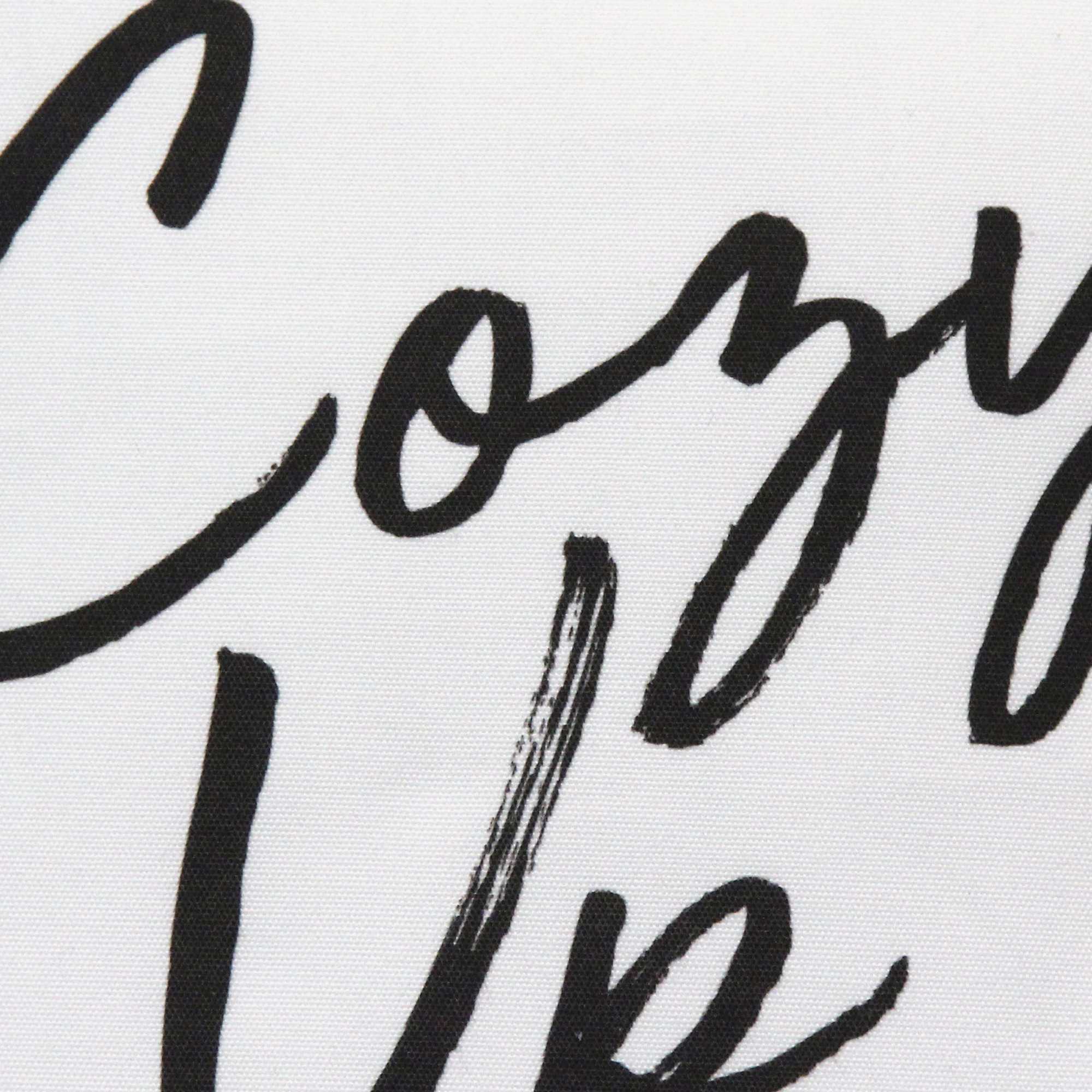 Black on White Cozy Up Sentiment Pillow