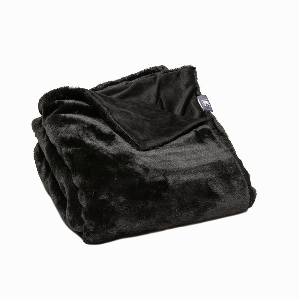 Black Premier Luxury Super Soft Faux Fur Plush Throw Blanket