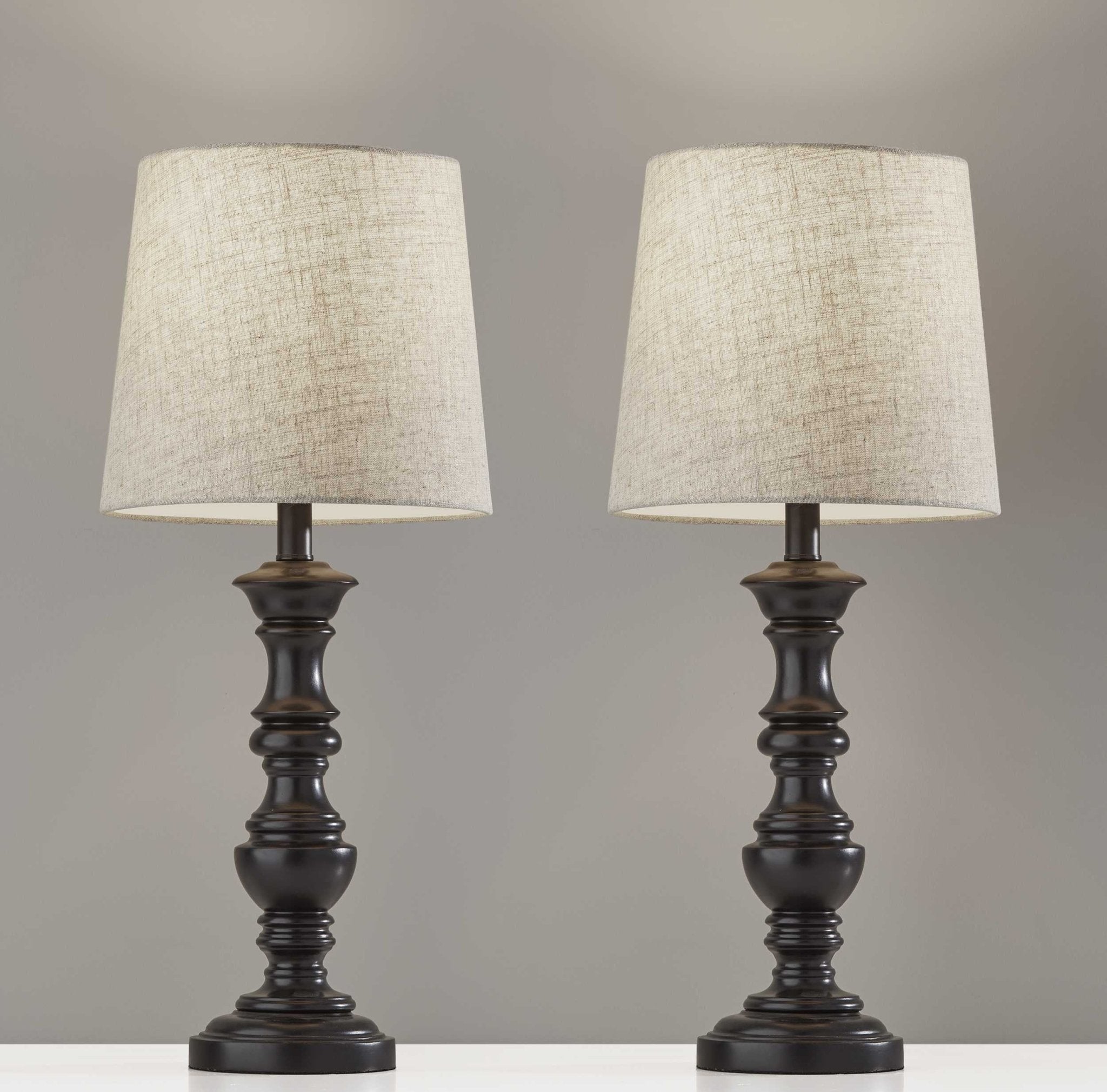 Black Sculpted Traditional Light Table Lamp, Set of 2
