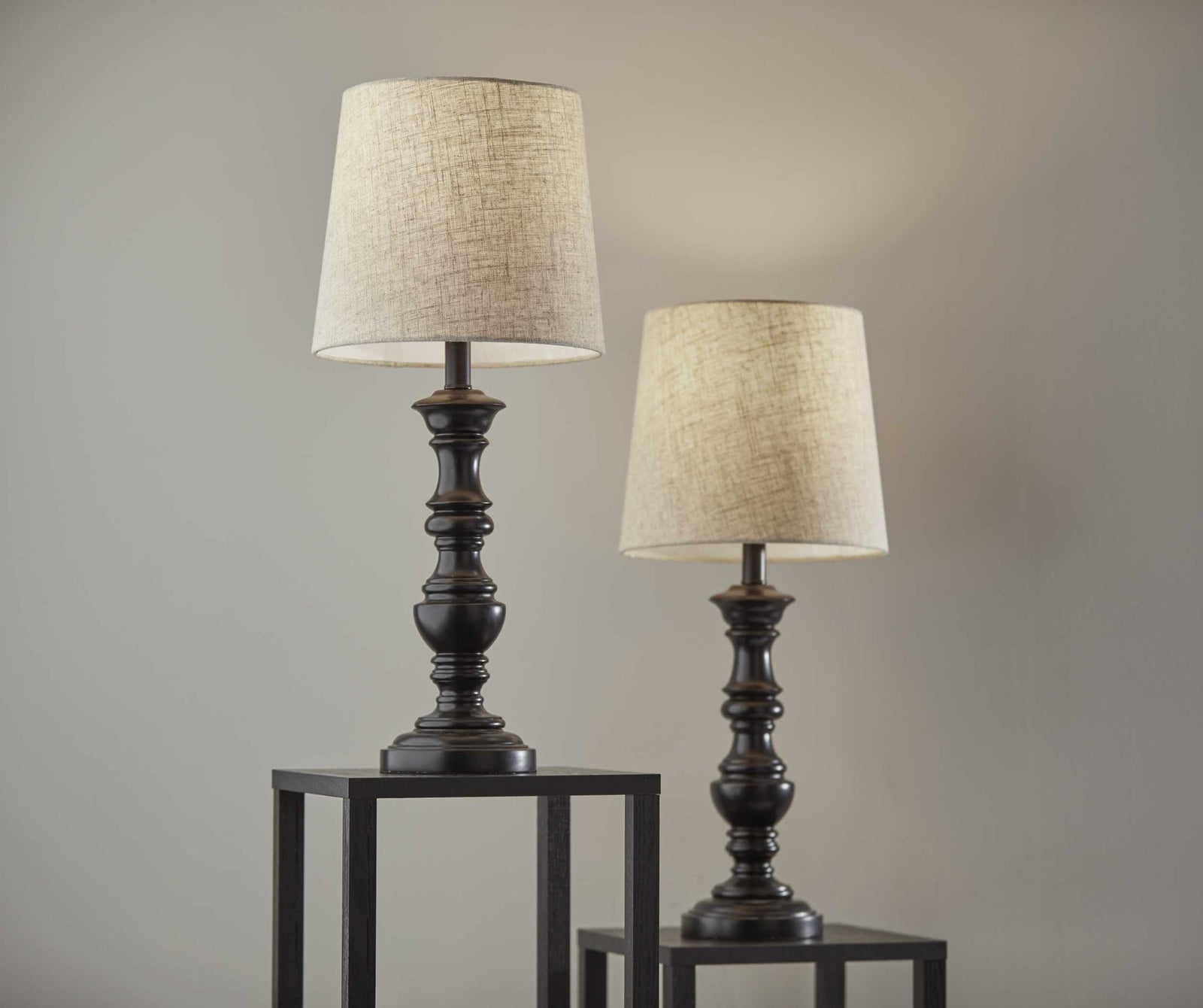 Black Sculpted Traditional Light Table Lamp, Set of 2