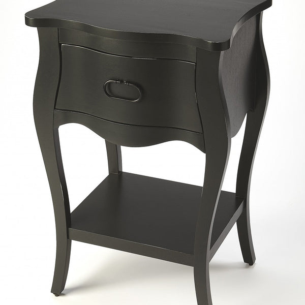 Black Single Storage Drawer Modern Bedside Furniture Nightstand
