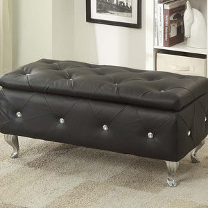 Black Tufted Hard WoodStorage Bench