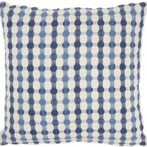 Blue and Ivory Gingham Pattern Throw Pillow