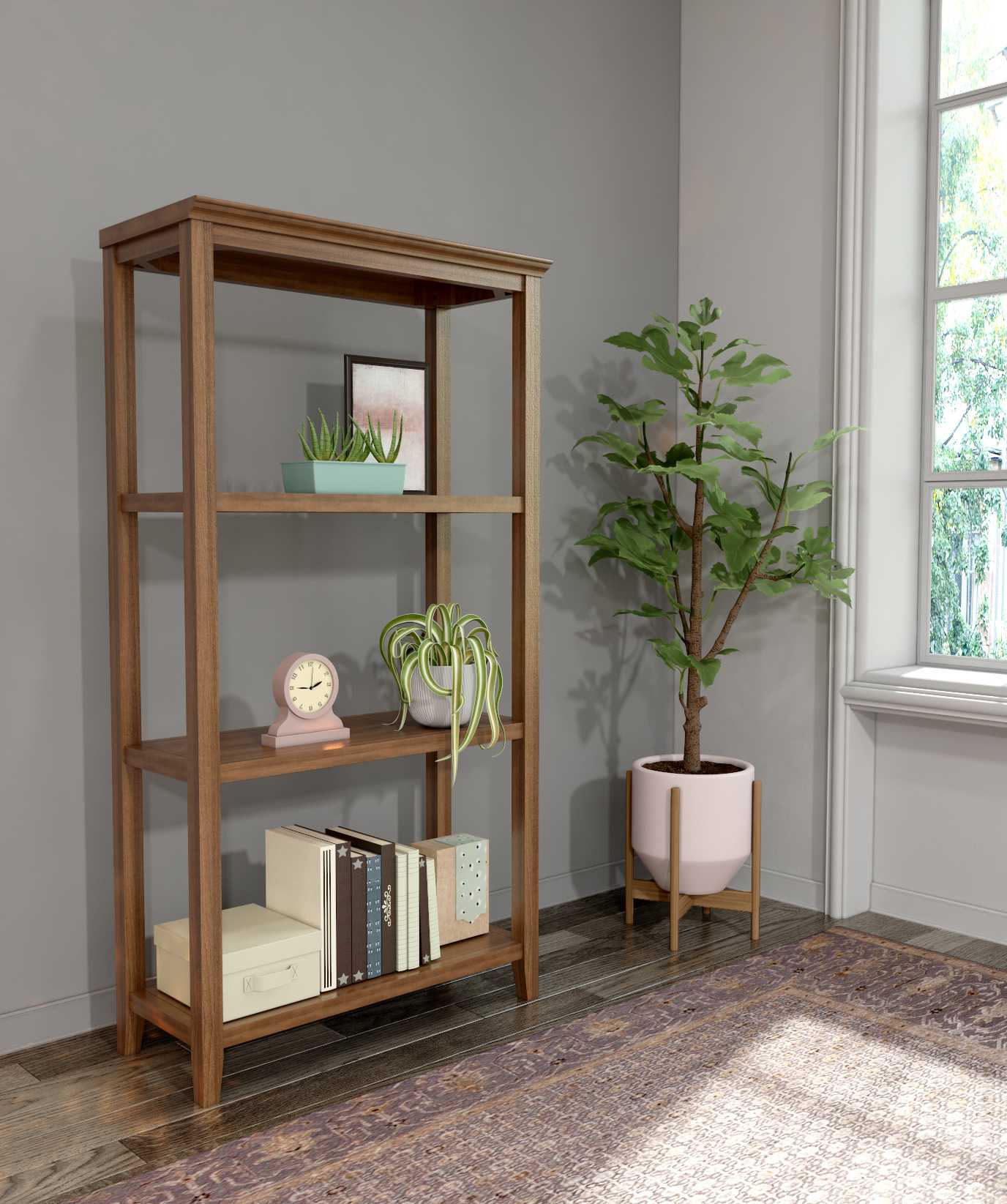 Brown 3 Shelves Storage Bookcase