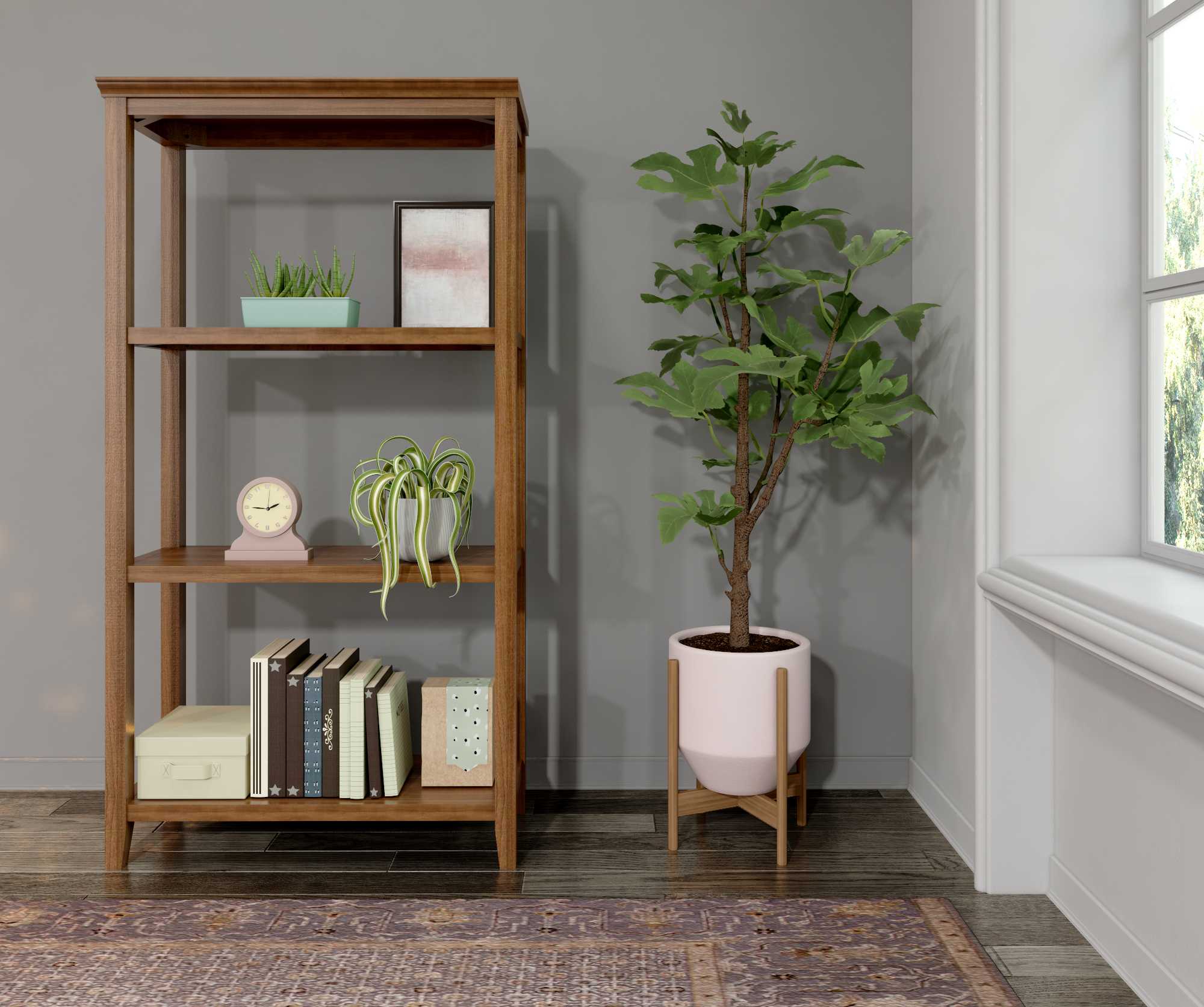 Brown 3 Shelves Storage Bookcase