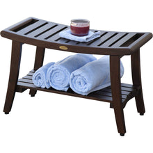 Brown Finish Contemporary Teak Patio Seat Furniture Outdoor Shower Bench with Handles
