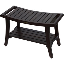 Brown Finish Contemporary Teak Patio Seat Furniture Outdoor Shower Bench with Handles