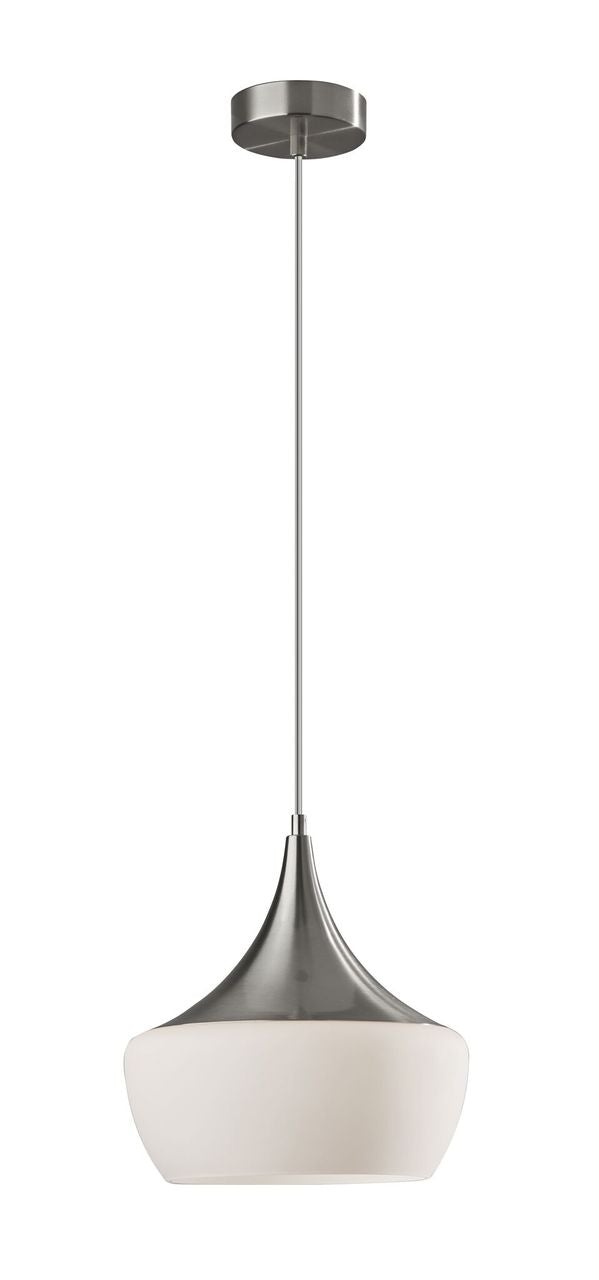 Brushed Steel Gnome Alabaster Glass Modern Hanging Light Pendant Lamp