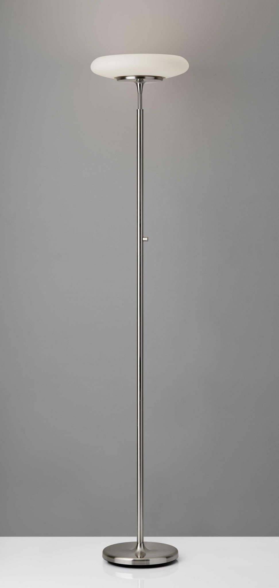 Brushed Steel Metal Frosted Tube Glass Shade Modern Home LED Light Standing Torchiere