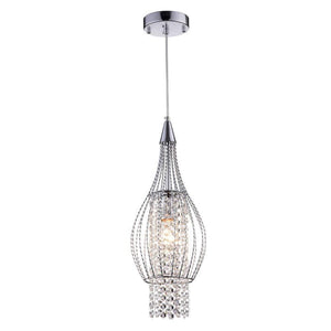 Chrome Finish Crystal Xyza Modern Hanging Light Chandelier Lamp, 7.5 Inch
