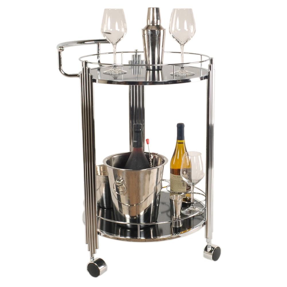Chrome Round 2 Tier Serving Trolley Cart