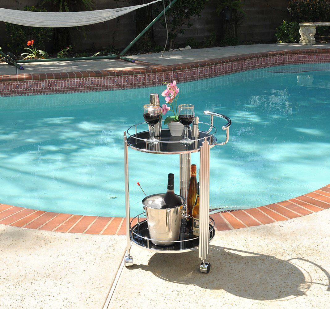 Chrome Round 2 Tier Serving Trolley Cart